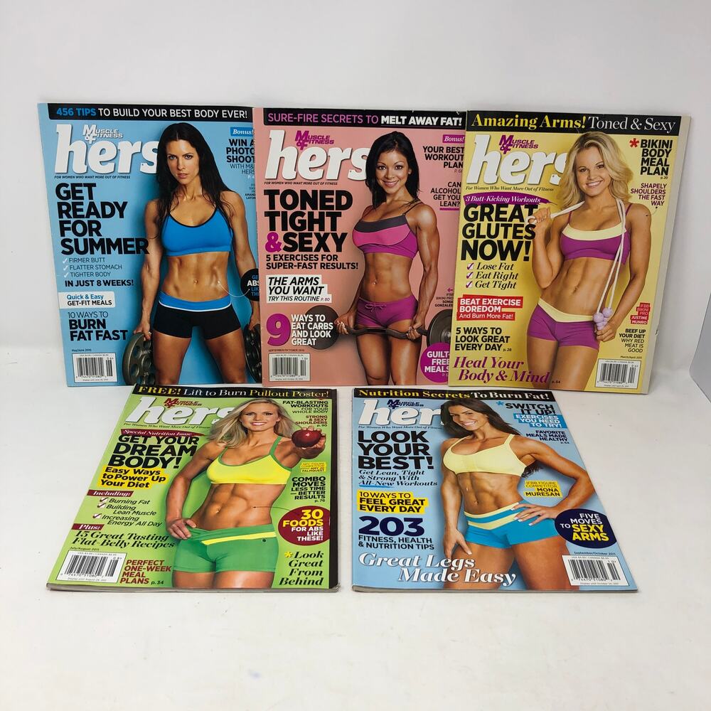 Lot of 5 Muscle Fitness Hers Magazine 2010-2011 Womens Fitness Health